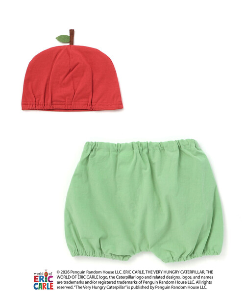 SLAP SLIP BABY(スラップスリップベビー)の「【絵本コラボ-はらぺこあおむし-】無地&チェック柄パンツ+帽子セットベビー(70~80cm)(その他ベビーウェア・キッズ・グリーン系その他/レッド系その他・FREE)」の3枚目の写真