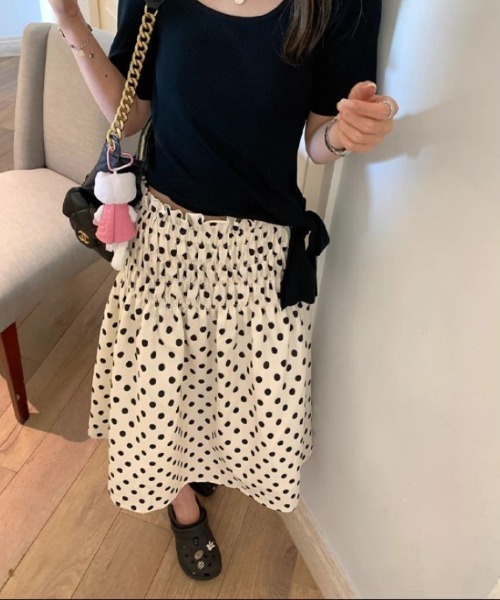 Ritzy（リッツィー）の「ドット柄　ギャザースカート（スカート・レディース・ベージュ・M）」の2枚目の写真