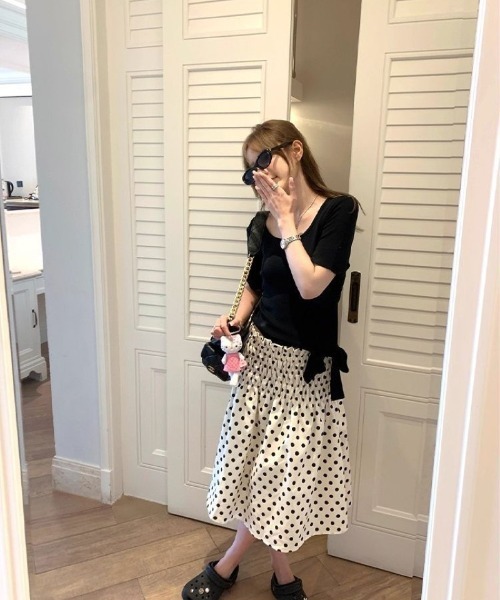 Ritzy（リッツィー）の「ドット柄　ギャザースカート（スカート・レディース・ベージュ・M）」の5枚目の写真