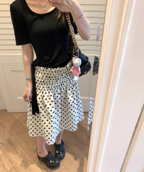 Ritzy（リッツィー）の「ドット柄　ギャザースカート（スカート・レディース・ベージュ・M）」の8枚目の写真