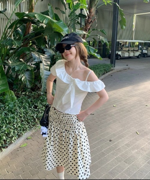 Ritzy（リッツィー）の「ドット柄　ギャザースカート（スカート・レディース・ベージュ・M）」の10枚目の写真