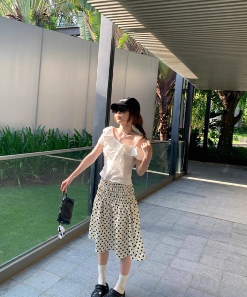 Ritzy（リッツィー）の「ドット柄　ギャザースカート（スカート・レディース・ベージュ・M）」の11枚目の写真