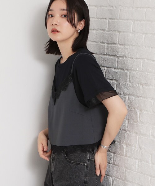 THE SHOP TK (ザ ショップ ティーケー )の「【セットアップ可】麻調 レース切り替えキャミ(タンクトップ・レディース・チャコールグレー/ナチュラル・12/13)」の11枚目の写真