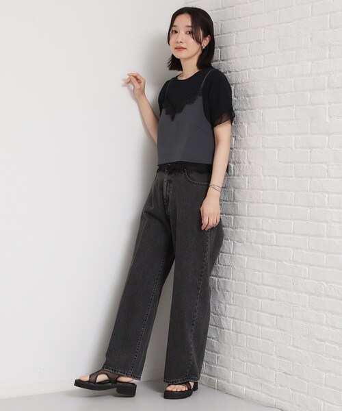 THE SHOP TK (ザ ショップ ティーケー )の「【セットアップ可】麻調 レース切り替えキャミ(タンクトップ・レディース・チャコールグレー/ナチュラル・12/13)」の13枚目の写真