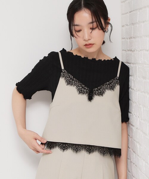 THE SHOP TK (ザ ショップ ティーケー )の「【セットアップ可】麻調 レース切り替えキャミ(タンクトップ・レディース・チャコールグレー/ナチュラル・12/13)」の15枚目の写真