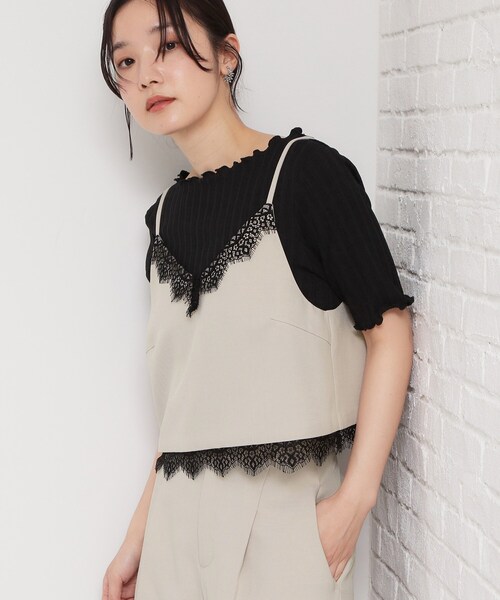 THE SHOP TK (ザ ショップ ティーケー )の「【セットアップ可】麻調 レース切り替えキャミ(タンクトップ・レディース・チャコールグレー/ナチュラル・12/13)」の16枚目の写真