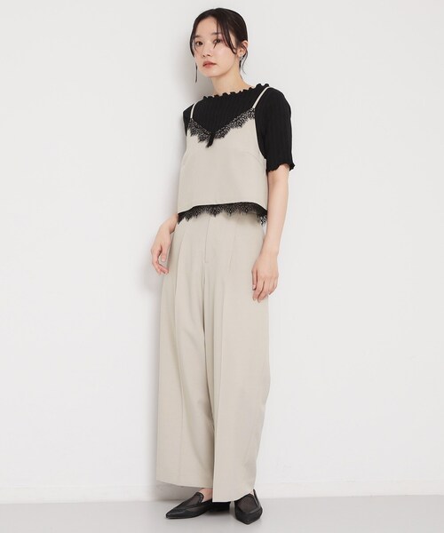 THE SHOP TK (ザ ショップ ティーケー )の「【セットアップ可】麻調 レース切り替えキャミ(タンクトップ・レディース・チャコールグレー/ナチュラル・12/13)」の17枚目の写真