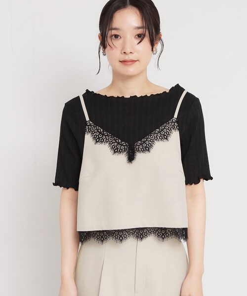 THE SHOP TK (ザ ショップ ティーケー )の「【セットアップ可】麻調 レース切り替えキャミ(タンクトップ・レディース・チャコールグレー/ナチュラル・12/13)」の9枚目の写真