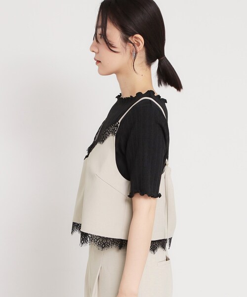THE SHOP TK (ザ ショップ ティーケー )の「【セットアップ可】麻調 レース切り替えキャミ(タンクトップ・レディース・チャコールグレー/ナチュラル・12/13)」の8枚目の写真