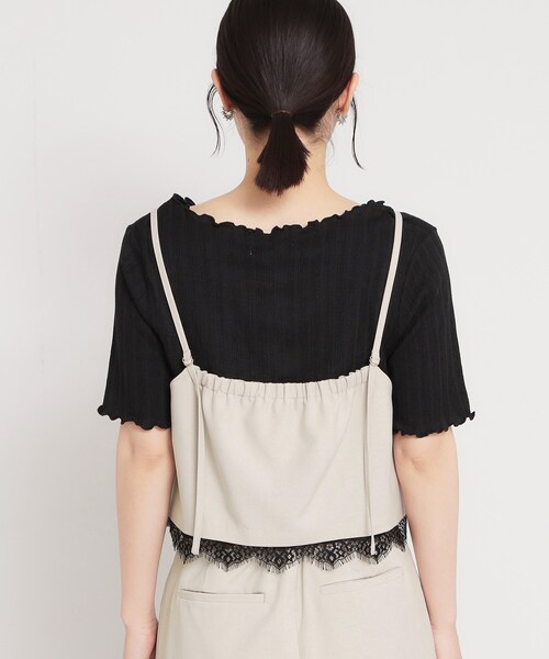 THE SHOP TK (ザ ショップ ティーケー )の「【セットアップ可】麻調 レース切り替えキャミ(タンクトップ・レディース・チャコールグレー/ナチュラル・12/13)」の7枚目の写真