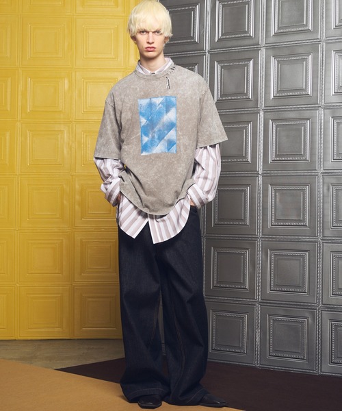 MAISON SPECIAL(メゾンスペシャル)の「《UNISEX》Fade Abstract Hand-Printed Prime-Over Stitched Crew Neck T-shirt/フェードアブストラクトハンドプリントプライムオーバーステッチクルーネックTシャツ【MAISON SPECIAL/メゾンスペシャル】(Tシャツ/カットソー・メンズ・その他1/グレー/チャコールグレー・0/1/2)」の6枚目の写真
