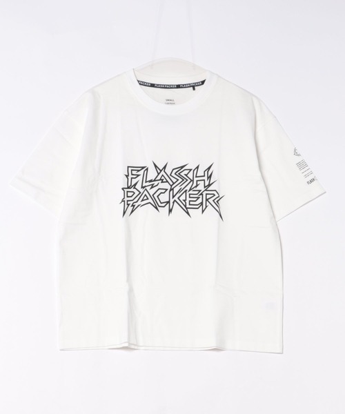 FLASH PACKER(フラッシュパッカー)の「FLASH PACKER フラッシュパッカー/ Dry Silky Cotton パンクロゴ 半袖Tシャツ ボックスシルエット ユニセックス // XT-EDGY(Tシャツ/カットソー・メンズ・ホワイト/ブラック・MEDIUM/LARGE/X-LARGE/SMALL)」の2枚目の写真