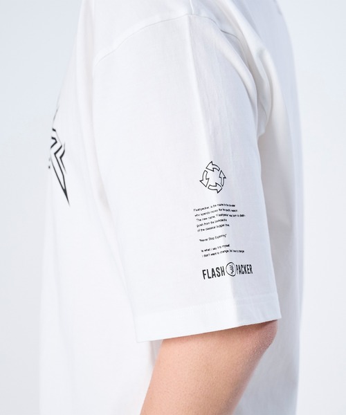 FLASH PACKER(フラッシュパッカー)の「FLASH PACKER フラッシュパッカー/ Dry Silky Cotton パンクロゴ 半袖Tシャツ ボックスシルエット ユニセックス // XT-EDGY(Tシャツ/カットソー・メンズ・ホワイト/ブラック・MEDIUM/LARGE/X-LARGE/SMALL)」の5枚目の写真