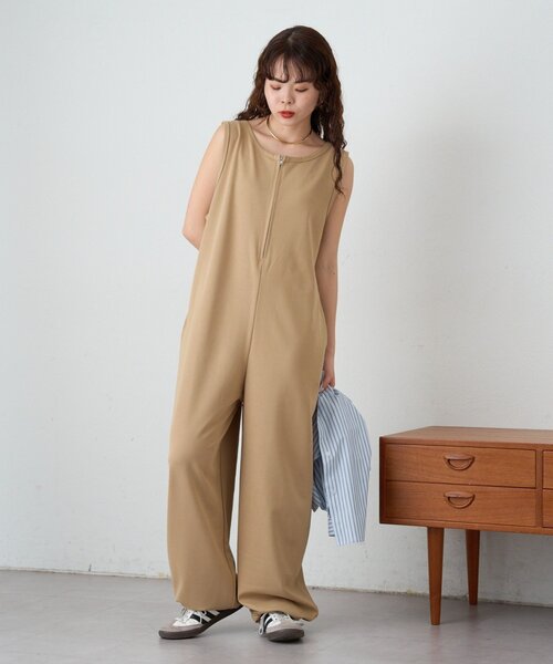 CIAOPANIC TYPY（チャオパニックティピー）の「フロントZIP裾ドロストオールインワン（つなぎ/オールインワン・レディース・ブラック/チャコールグレー/ベージュ・LARGE/MEDIUM/SMALL）」の11枚目の写真