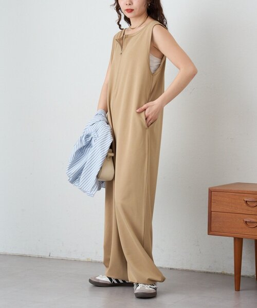 CIAOPANIC TYPY（チャオパニックティピー）の「フロントZIP裾ドロストオールインワン（つなぎ/オールインワン・レディース・ブラック/チャコールグレー/ベージュ・LARGE/MEDIUM/SMALL）」の12枚目の写真