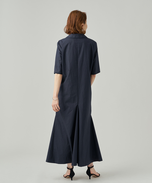 VERMEIL par iena（ヴェルメイユパーイエナ）の「Cotton Linen Flare Dress（ワンピース・レディース・ネイビー/ホワイト・38/36）」の5枚目の写真
