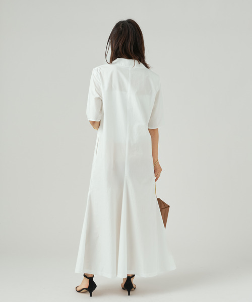 VERMEIL par iena（ヴェルメイユパーイエナ）の「Cotton Linen Flare Dress（ワンピース・レディース・ネイビー/ホワイト・38/36）」の11枚目の写真