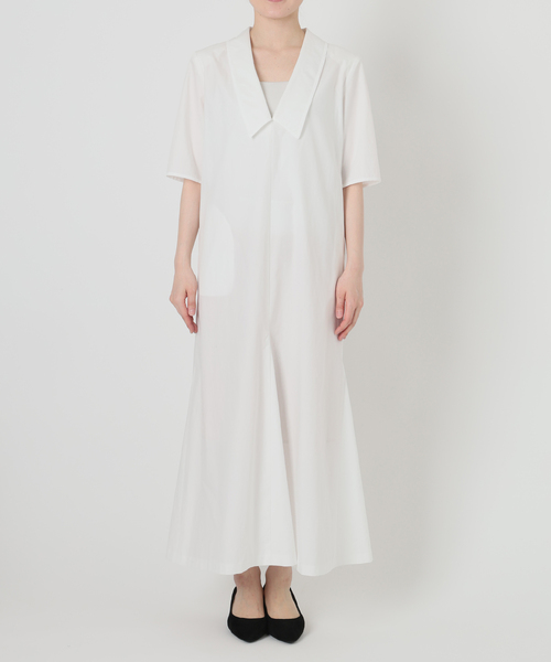 VERMEIL par iena(ヴェルメイユパーイエナ)の「Cotton Linen Flare Dress(ワンピース・レディース・ネイビー/ホワイト・38/36)」の14枚目の写真