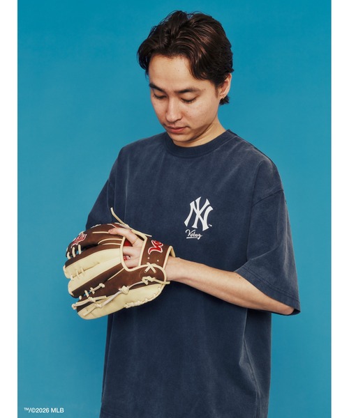 KEBOZ × MLB NEW YORK YANKEES LOGO WASHED S/S TEE（Tシャツ