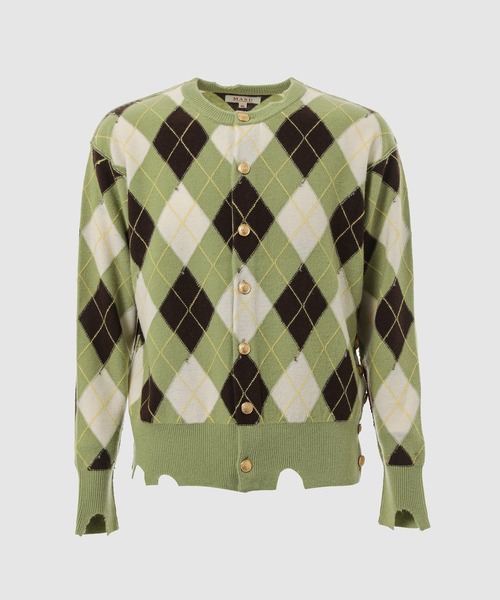 MASU(エムエーエスユー)の「DIAMOND SCRAPED CARDIGAN(カーディガン/ボレロ・メンズ・ピンク系その他/グリーン系その他/イエロー系その他・48/46)」の1枚目の写真