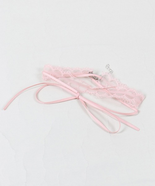 SPINNS(スピンズ)の「レースチョーカー/ロングリボン(チョーカー・レディース・ピンク・ONESIZE)」の1枚目の写真
