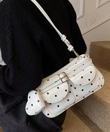 26ss ポーチ付きドット柄ショルダーバッグ