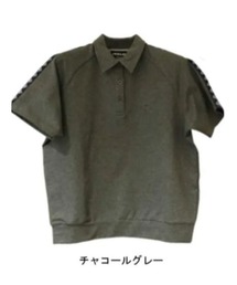 A AMEL（エイメル）の「DOCUS（ドゥーカス） サイドモノグラム ロゴテープ 半袖ポロシャツ 裾リブ仕様（ゴルフグッズ）」