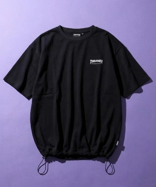 THRASHER（スラッシャー）の「2026SS THRASHER/スラッシャー ナイロンストレッチ ワンポイント刺繍 ドローコード オーバーサイズ 半袖Tシャツ メンズ レディース（Tシャツ/カットソー・メンズ・ブラック/グレイッシュベージュ/ブラウン・LL/L/M）」の2枚目の写真