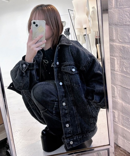 Diable baiser(ディアブルベーゼ)の「グランジ系ワイドバギーバルーンバレルデニムパンツ(デニムパンツ・レディース・ブラック・MEDIUM/LARGE/LL)」の7枚目の写真