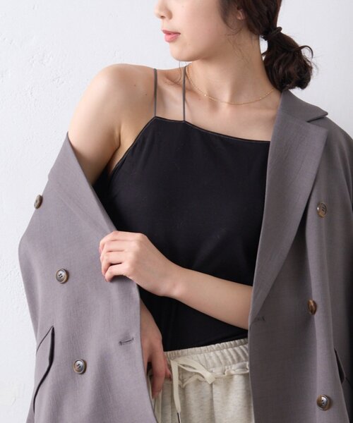 CIAOPANIC TYPY（チャオパニックティピー）の「【吸水速乾】2way配色カップ付きキャミソール（タンクトップ・レディース・オフホワイト/チャコールグレー/ブラウン/ブラック・FREE）」の2枚目の写真