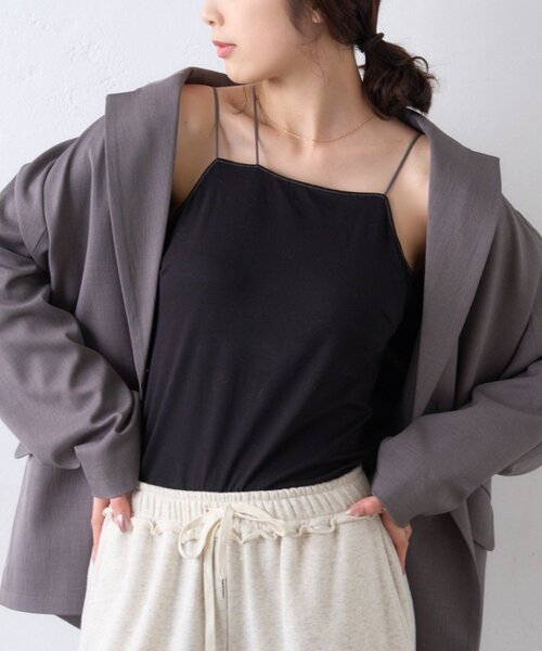 CIAOPANIC TYPY（チャオパニックティピー）の「【吸水速乾】2way配色カップ付きキャミソール（タンクトップ・レディース・オフホワイト/チャコールグレー/ブラウン/ブラック・FREE）」の20枚目の写真