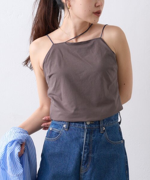 CIAOPANIC TYPY（チャオパニックティピー）の「【吸水速乾】2way配色カップ付きキャミソール（タンクトップ・レディース・オフホワイト/チャコールグレー/ブラウン/ブラック・FREE）」の10枚目の写真