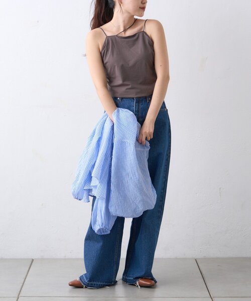 CIAOPANIC TYPY（チャオパニックティピー）の「【吸水速乾】2way配色カップ付きキャミソール（タンクトップ・レディース・オフホワイト/チャコールグレー/ブラウン/ブラック・FREE）」の5枚目の写真