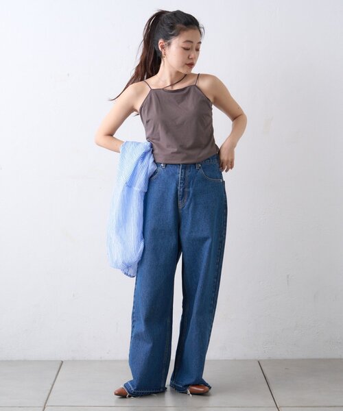 CIAOPANIC TYPY（チャオパニックティピー）の「【吸水速乾】2way配色カップ付きキャミソール（タンクトップ・レディース・オフホワイト/チャコールグレー/ブラウン/ブラック・FREE）」の6枚目の写真