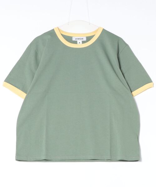 a.p.o.v.(エーピーオービー)の「a.p.o.v. クロップド丈リンガーTシャツ(Tシャツ/カットソー・メンズ・ミント/ネイビー/ホワイト/ブラウン・ONESIZE)」の3枚目の写真