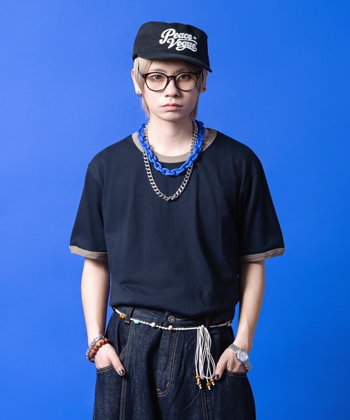 a.p.o.v.（エーピーオービー）の「a.p.o.v. クロップド丈オーバーサイズリブリンガーTシャツ（Tシャツ/カットソー・メンズ・ミント/ネイビー/ホワイト/ブラウン・ONESIZE）」の4枚目の写真