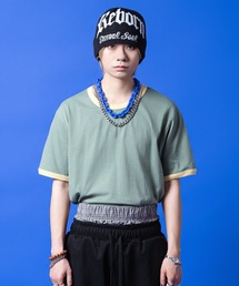 a.p.o.v. クロップド丈オーバーサイズリブリンガーTシャツ