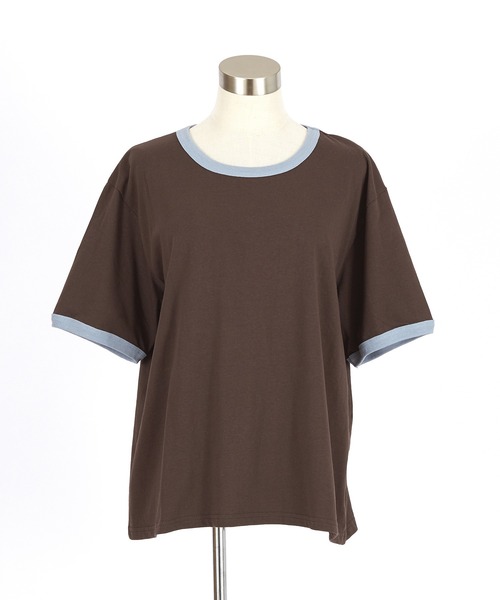 a.p.o.v.（エーピーオービー）の「a.p.o.v. クロップド丈オーバーサイズリブリンガーTシャツ（Tシャツ/カットソー・メンズ・ミント/ネイビー/ホワイト/ブラウン・ONESIZE）」の19枚目の写真