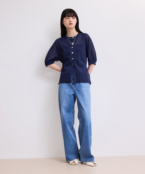ADAM ET ROPE'(アダムエロペ)の「【WEB限定】バックスリットベルテッドカーディガン(カーディガン/ボレロ・レディース・ブラック/サックスブルー/ブルー系その他・FREE)」の6枚目の写真