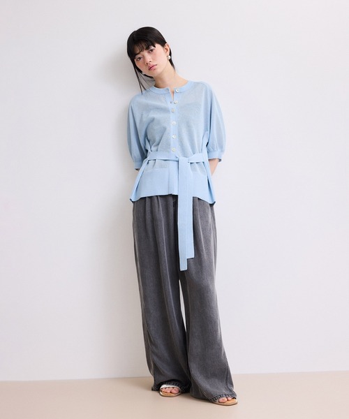 ADAM ET ROPE'(アダムエロペ)の「【WEB限定】バックスリットベルテッドカーディガン(カーディガン/ボレロ・レディース・ブラック/サックスブルー/ブルー系その他・FREE)」の7枚目の写真
