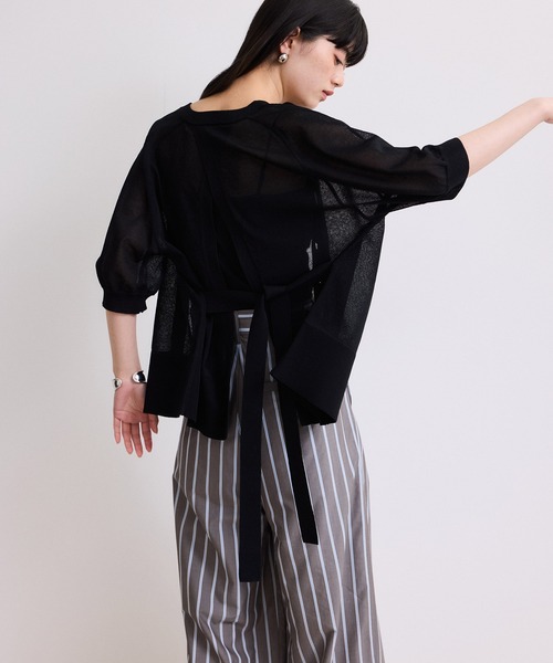ADAM ET ROPE'(アダムエロペ)の「【WEB限定】バックスリットベルテッドカーディガン(カーディガン/ボレロ・レディース・ブラック/サックスブルー/ブルー系その他・FREE)」の8枚目の写真