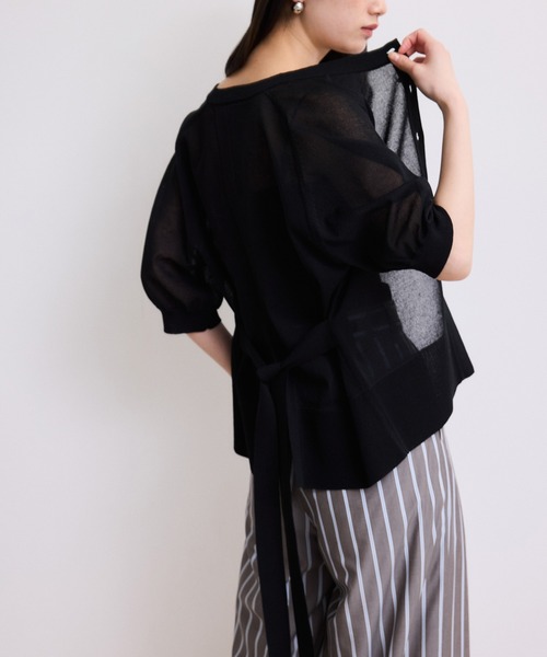 ADAM ET ROPE'(アダムエロペ)の「【WEB限定】バックスリットベルテッドカーディガン(カーディガン/ボレロ・レディース・ブラック/サックスブルー/ブルー系その他・FREE)」の11枚目の写真