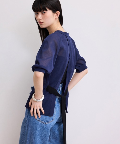 ADAM ET ROPE'(アダムエロペ)の「【WEB限定】バックスリットベルテッドカーディガン(カーディガン/ボレロ・レディース・ブラック/サックスブルー/ブルー系その他・FREE)」の16枚目の写真