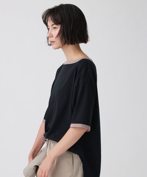 BABYLONE（バビロン）の「バイカラーカットソー/マシンウォッシャブル（Tシャツ/カットソー・レディース・ブラック/ピンク・フリー）」の11枚目の写真