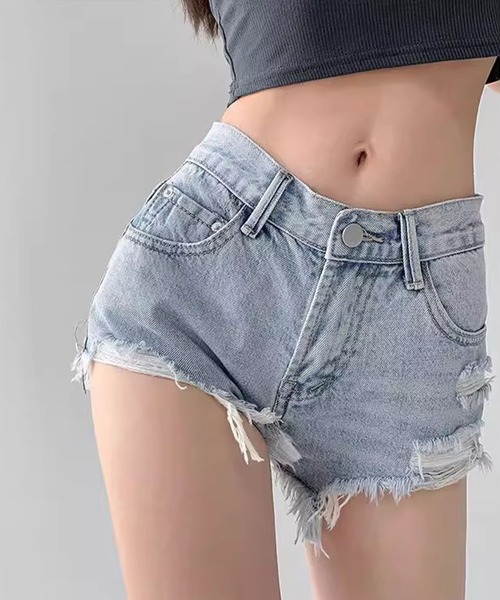 meJane（ミージェーン）の「カットオフ ダメージデニム ショートパンツ（デニムパンツ・レディース・ブルー・L/M/S）」の4枚目の写真