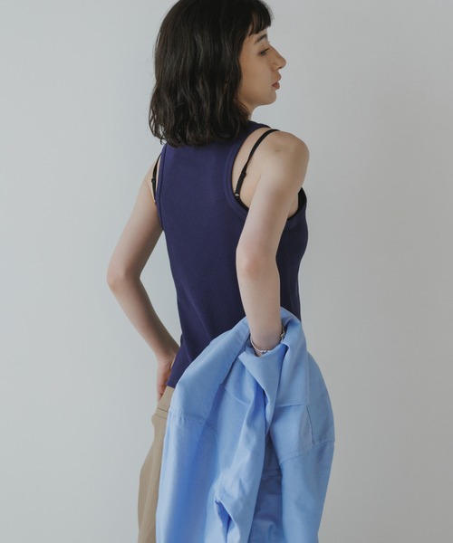 Calvin Klein(カルバン・クライン)の「Calvin Klein/カルバンクライン SL MONOGRAM PATCH WAFFLE RACER TANK 2026年 夏 夏服(タンクトップ・レディース・ネイビー/アイボリー・XS/S/M)」の13枚目の写真