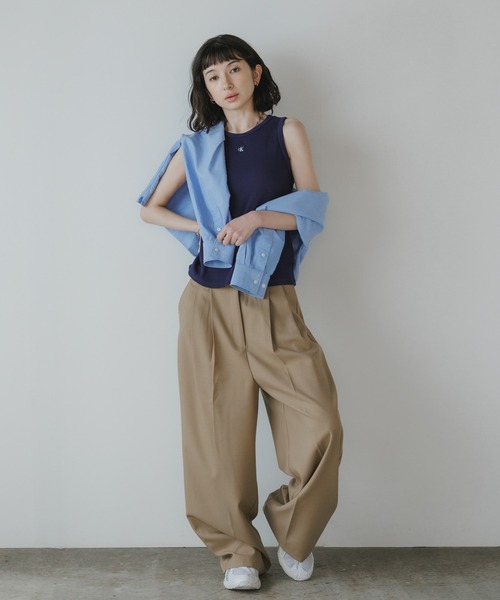 Calvin Klein(カルバン・クライン)の「Calvin Klein/カルバンクライン SL MONOGRAM PATCH WAFFLE RACER TANK 2026年 夏 夏服(タンクトップ・レディース・ネイビー/アイボリー・XS/S/M)」の12枚目の写真