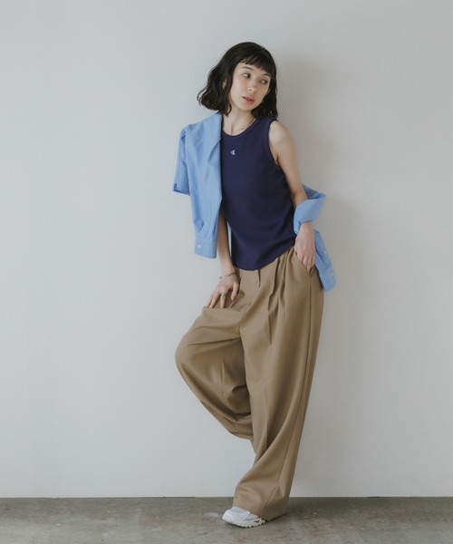 Calvin Klein(カルバン・クライン)の「Calvin Klein/カルバンクライン SL MONOGRAM PATCH WAFFLE RACER TANK 2026年 夏 夏服(タンクトップ・レディース・ネイビー/アイボリー・XS/S/M)」の10枚目の写真