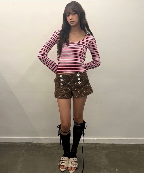 LARTIGENT(ラーティゼン)の「L23 STRIPE DEEP V-NECK KNIT(BROWN)(ニット/セーター・レディース・その他・FREE)」の8枚目の写真