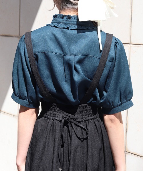 axes femme（アクシーズファム）の「リボン×ジャボブローチブラウス（シャツ/ブラウス・レディース・ダークグリーン/ブラック/ホワイト・MEDIUM/LARGE）」の6枚目の写真